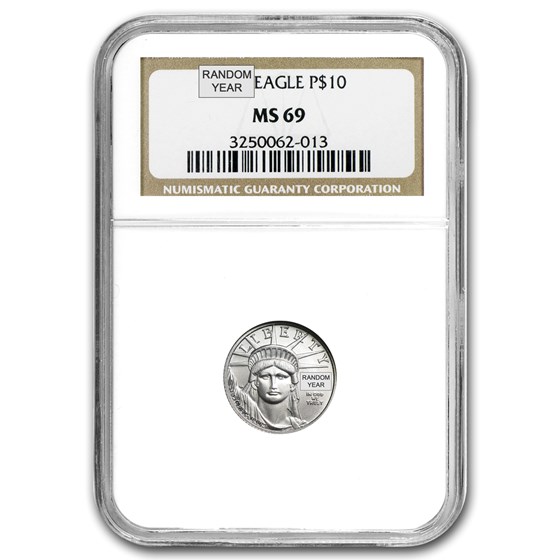 1/10 oz Platinum American Eagle MS-69 NGC (Random Year) 1/10 oz Platinum American Eagle MS-69 NGC (Random Year)